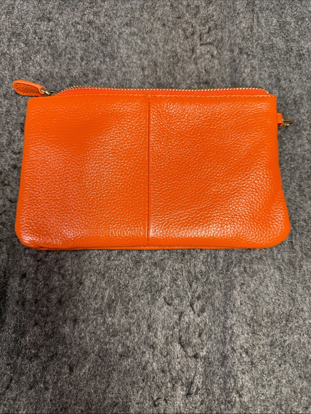 Handbag Buttler Pebbled Orange Leather Wristlet Clutch - Women Bags - Picture 3 of 8